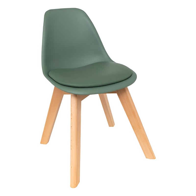 Scaun copii Baya, picioare din lemn de fag, polipropilena, verde, H.38 cm, 205840C