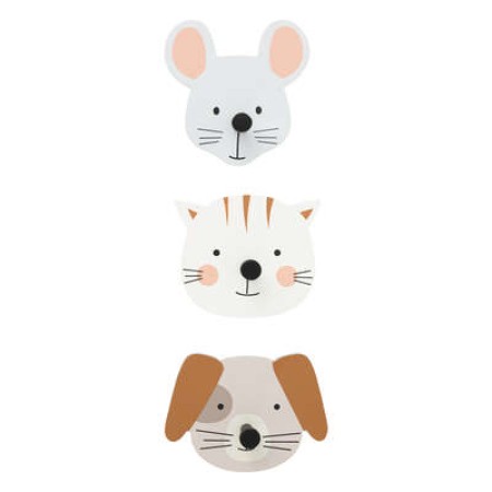 Cuier de perete Animals, MDF multicolor, 200456
