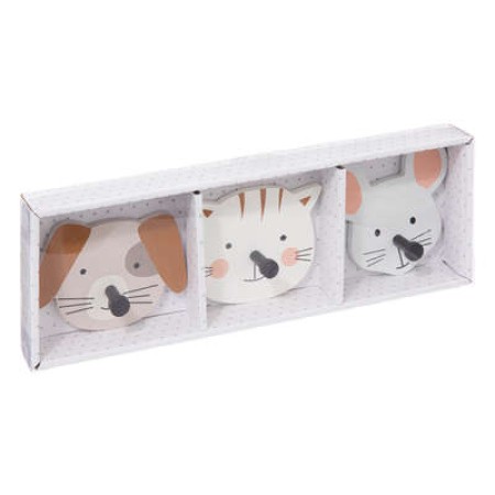 Cuier de perete Animals, MDF multicolor, 200456