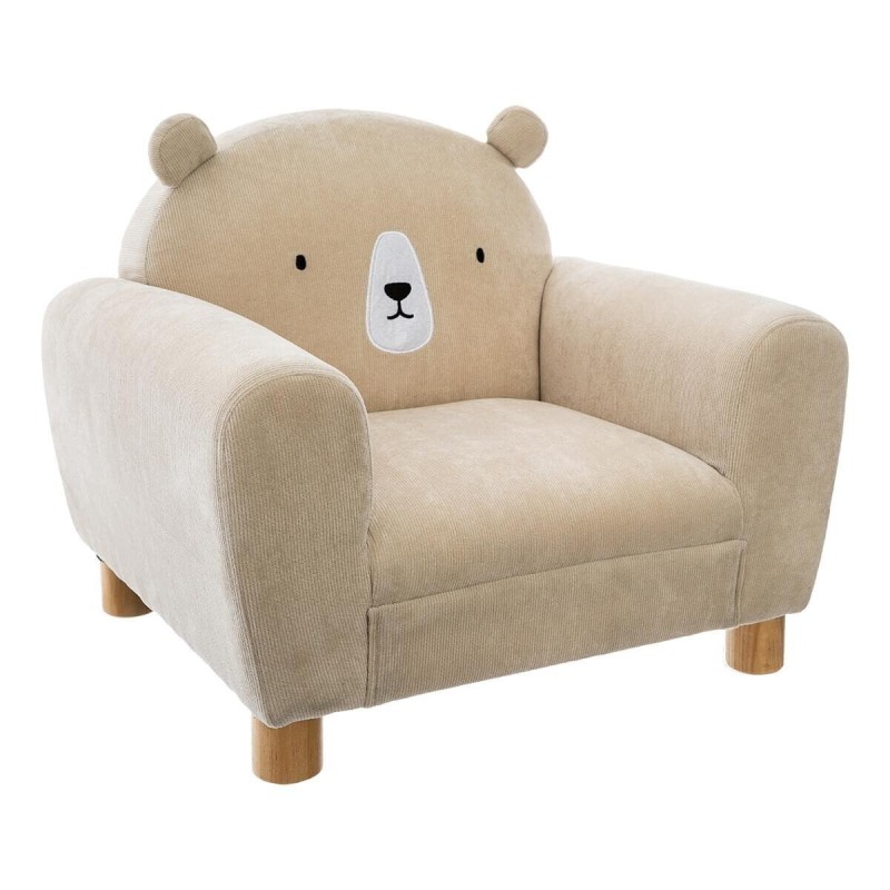 Fotoliu copii bej, lemn si poliester, Bear, H. 44 cm, 158802A