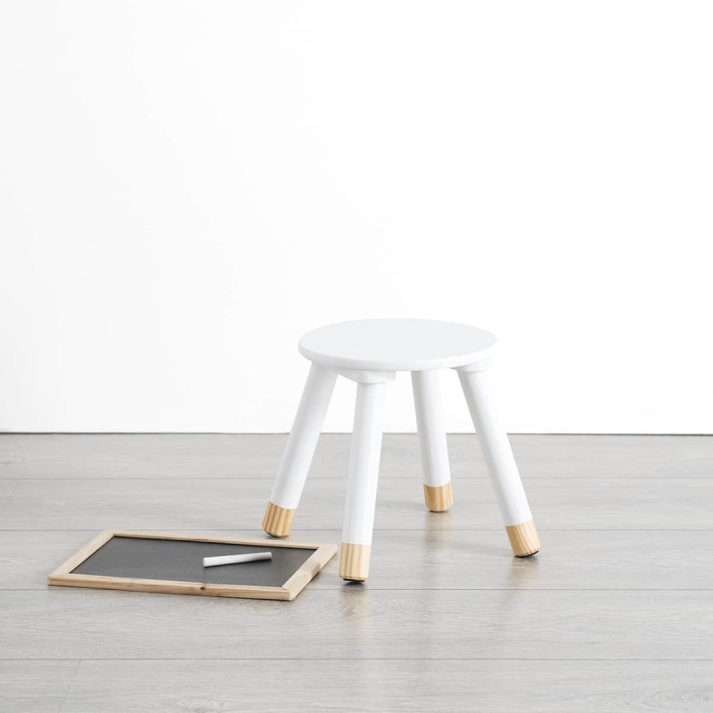 Taburet copii Doceur, lemn, alb, D.24 cm, 127143B