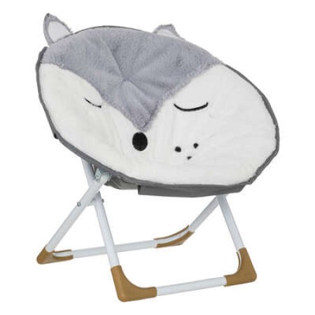 Fotoliu pliabil copii Fox, poliester alb/gri, H.51 cm, 195873