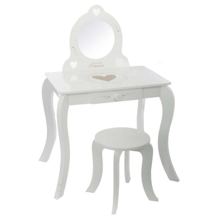 Set masa de toaleta si taburet copii, MDF, alb, Jollie, L.71 cm, 127183