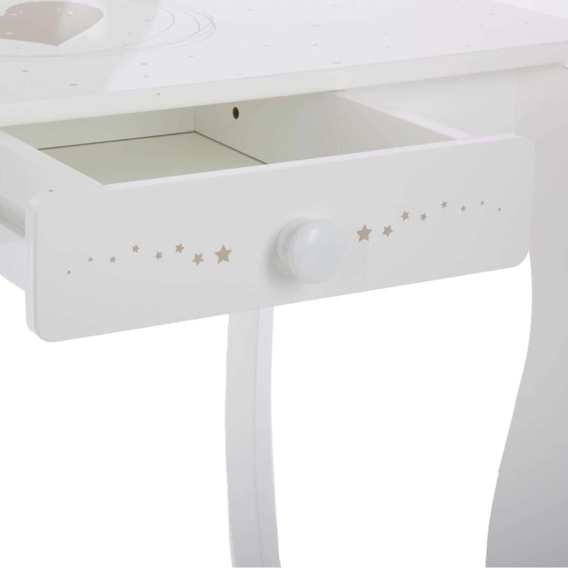 Set masa de toaleta si taburet copii, MDF, alb, Jollie, L.71 cm, 127183