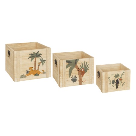 Set 3 cutii depozitare Jungle, placi fibra, L.25/30/34 cm, 193931