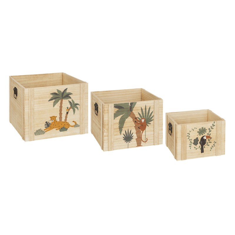 Set 3 cutii depozitare Jungle, placi fibra, L.25/30/34 cm, 193931