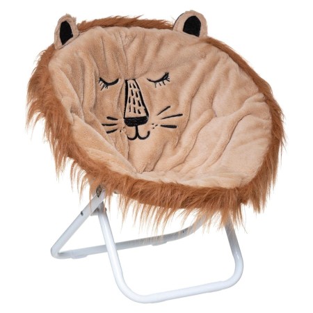 Fotoliu pliabil copii Lion, poliester maro, H. 50 cm, 174217