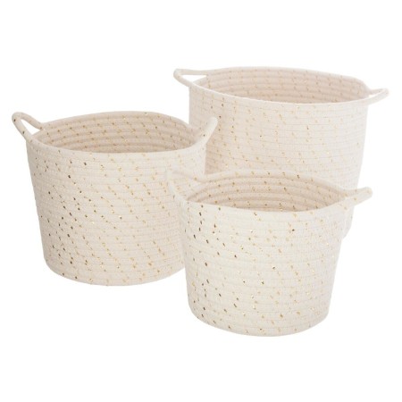 Set 3 cosuri depozitare Lurex, poliester, alb/auriu, D.19/22/24 cm, 127259