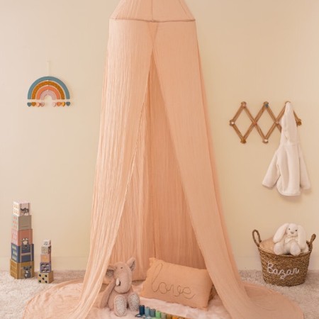 Baldachin pat copii Lili, roz, bumbac, H. 350 cm, 195899B