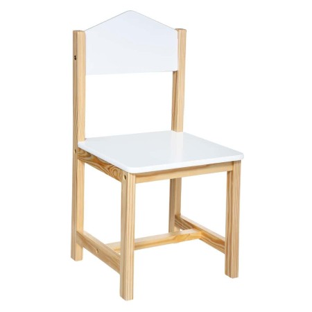 Scaun copii Maison, lemn de pin, MDF, alb, H.59 cm, 174219