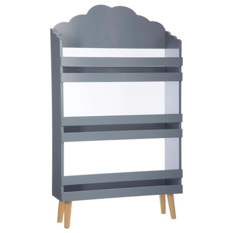Biblioteca copii gri lemn si MDF, Nuage, H. 100 cm, 127154B