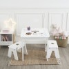 Set masa Play, 2 taburete pentru copii, MDF alb/auriu, 158473A