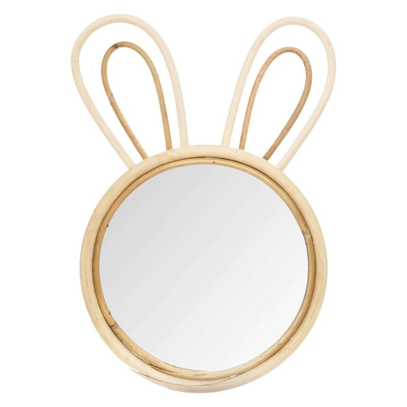 Oglinda copii Rabbit, bambus si sticla, D.20 cm, 158641