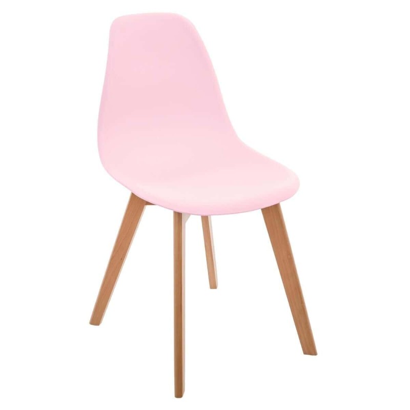 Scaun copii Scandinave, lemn de fag, polipropilena, roz, H.57 cm, 127368A