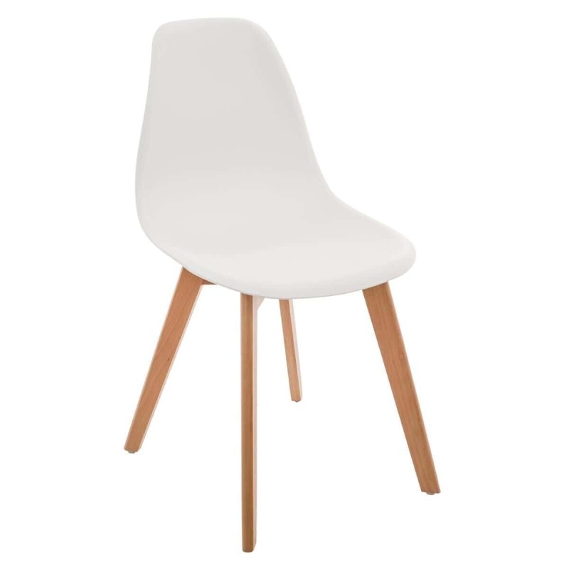 Scaun copii Scandinave, lemn de fag, polipropilena, alb, H.57 cm, 127368B