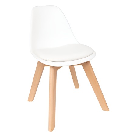 Scaun copii Baya, picioare din lemn de fag, polipropilena, alb, H.38 cm, 205840A