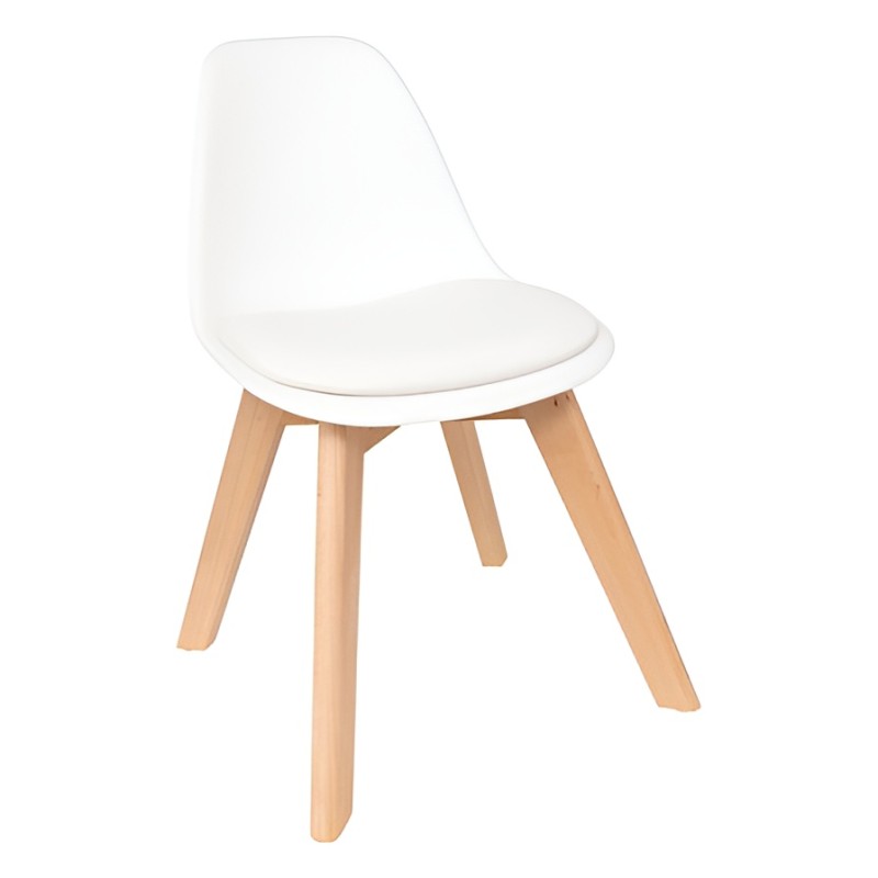 Scaun copii Baya, picioare din lemn de fag, polipropilena, alb, H.38 cm, 205840A