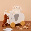Suport jucarii pe roti Elephant, lemn si MDF, alb, H.40 cm, 194002