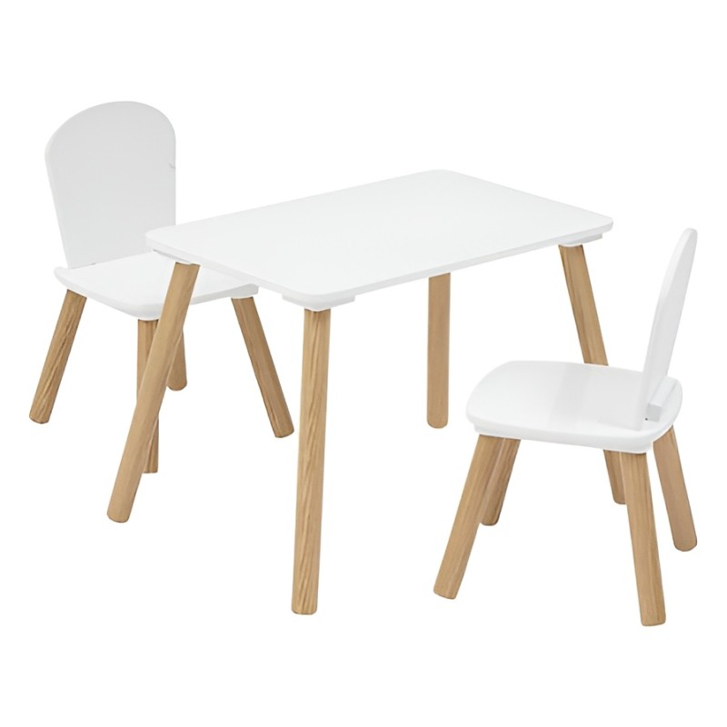 Set masa si scaune Alex, lemn de pin si MDF, alb, 205805