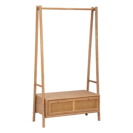 Cuier cu sertar Tiria, lemn si ratan, H.162 cm, 197710