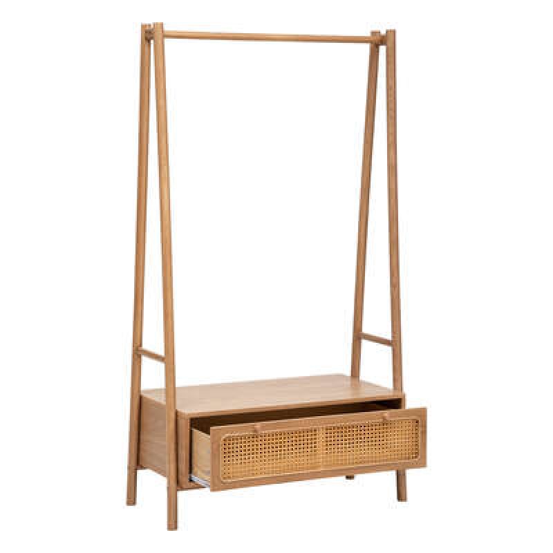 Cuier cu sertar Tiria, lemn si ratan, H.162 cm, 197710