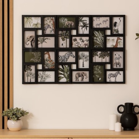 Rama foto Cali, negru, 24 fotografii, L.85 cm, 102546