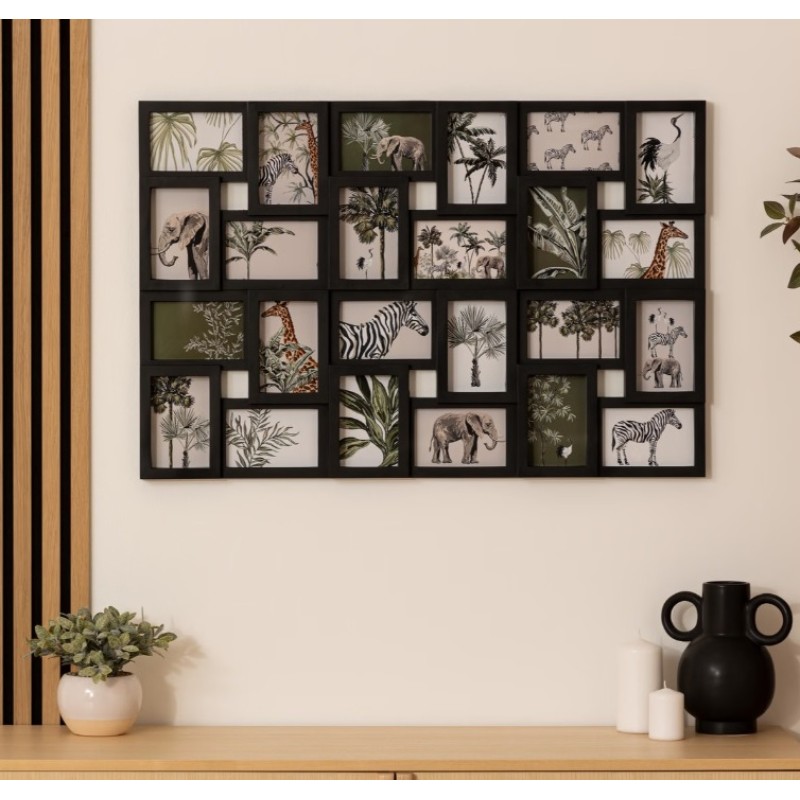 Rama foto Cali, negru, 24 fotografii, L.85 cm, 102546
