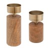 Set 2 suport lumanari Tropic, lemn, auriu, H.18/22 cm, 196728