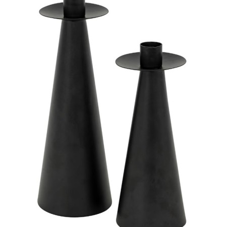 Set suport lumanari Autumn, metal, negru, H.20/24 cm, 204215