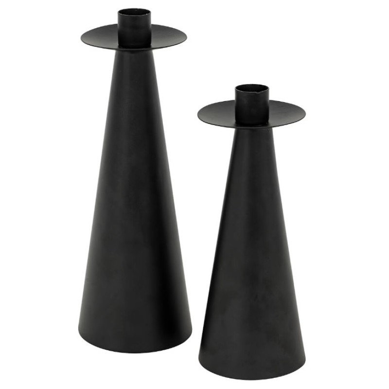 Set suport lumanari Autumn, metal, negru, H.20/24 cm, 204215
