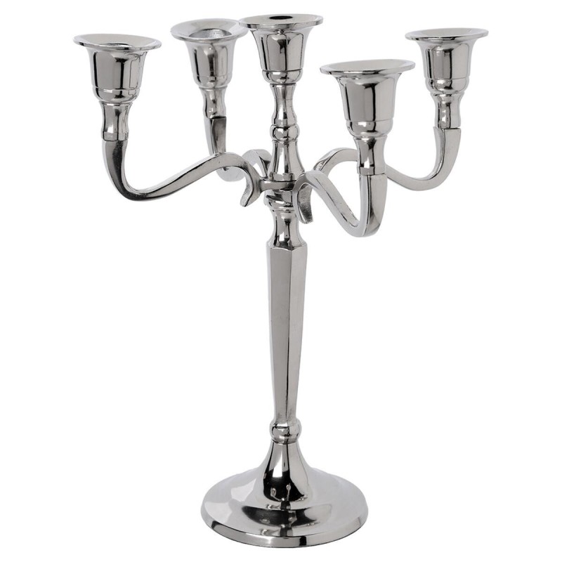 Suport lumanari Stick, metal, argintiu, H.28 cm, 103425