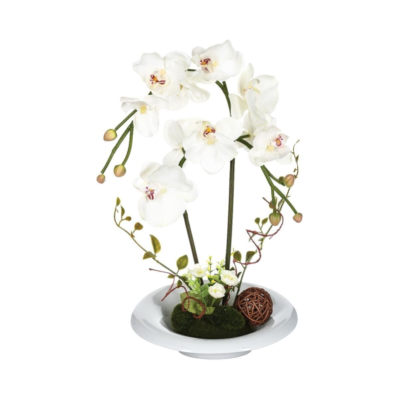 Aranjament orchidee artificiala, vaza ceramica, H 46 cm, 116389