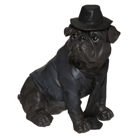 Statuie câine buldog englez, neagră, H.45 cm, 138745