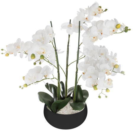 Orhidee artificiala, ghiveci ceramica neagra, H.65 cm, 155640A