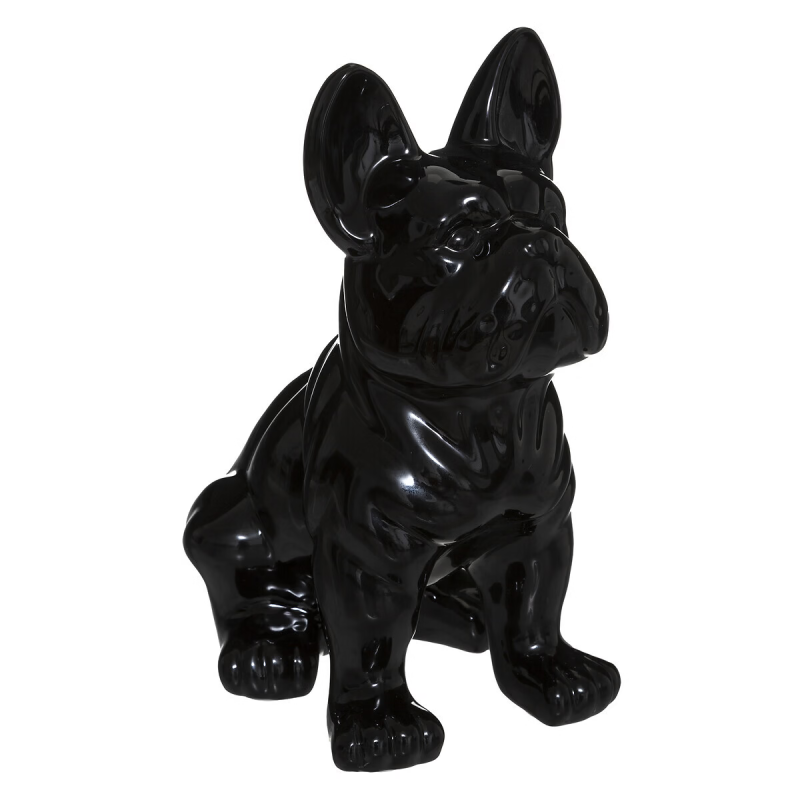 Statuie Bulldog, ceramică, neagră, H.12 cm, 168329A