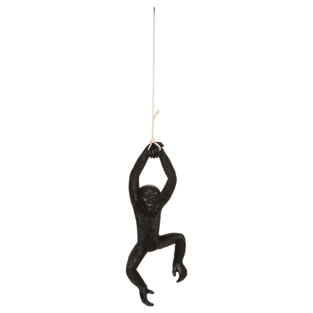Statueta de maimuță suspendată Safari, rășină, negru, H.39 cm, 173434