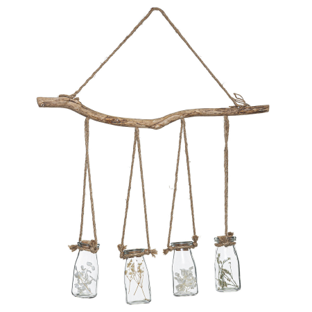 Suport cu 4 flori uscate, ghiveci de sticla, H.45 cm, 179230