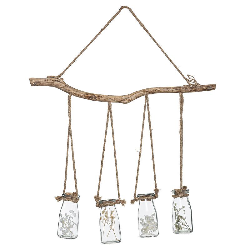 Suport cu 4 flori uscate, ghiveci de sticla, H.45 cm, 179230