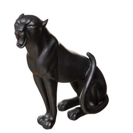 Statueta Leopard, rasina, neagra, H.19 cm, 187929