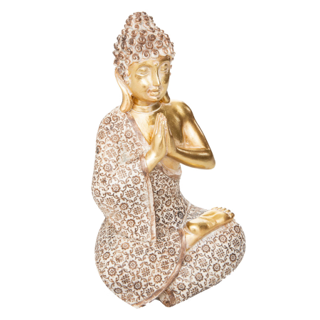 Statueta Buddha asezat, rășină, auriu, H.19 cm, 187941