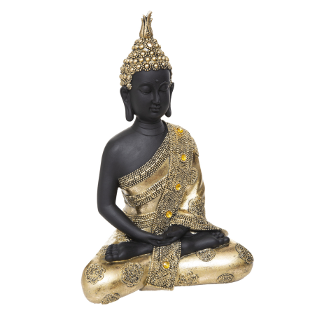 Statueta Buddha așezat, rășină, auriu, H.34 cm, 187942