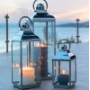 Set 3 felinare decorative Daif, otel si sticla, L.18/21/25 cm, 130755