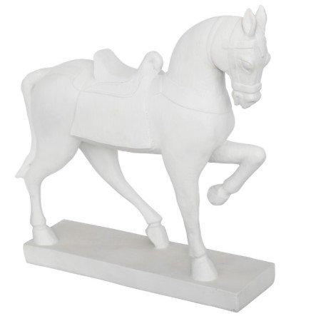 Decoratiune alba Horse, polirasina, H.34 cm, 203937