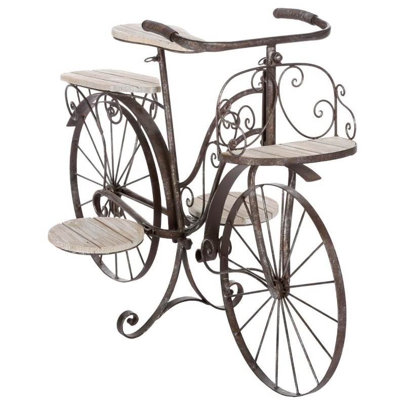 Suport plante decorativ Bike, metal, lemn, H.64 cm, 124880