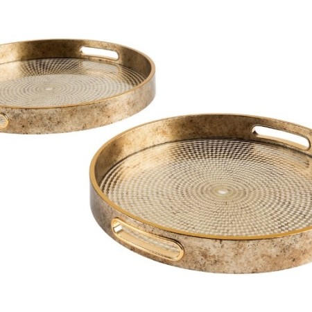 Set 2 tavi decorative Elya, poliuretan, aurii, D.31/36 cm, 204019