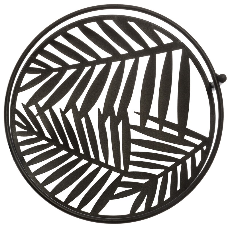 Suport 3 ghivece Leaf, metal, negru, H.66 cm, 168554