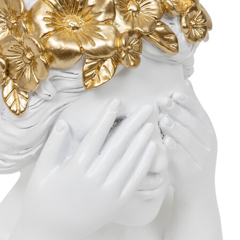 Decoratiune Wild Romance, polirasina alb/auriu, H.20 cm, 206124