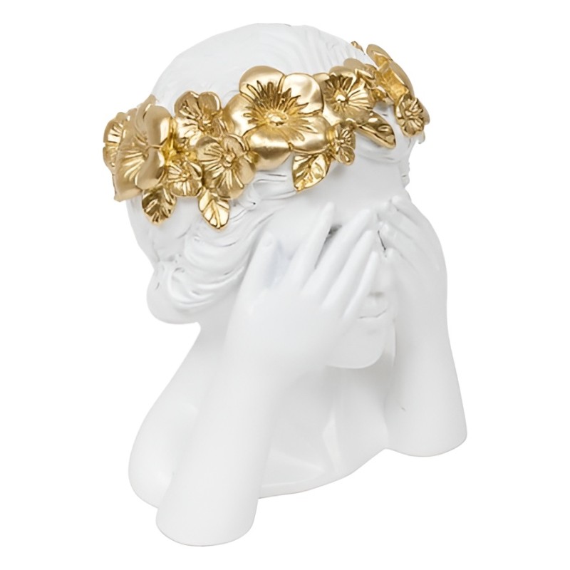 Decoratiune Wild Romance, polirasina alb/auriu, H.20 cm, 206124