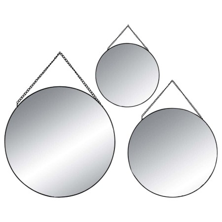 Set 3 oglinzi Leny, metal si sticla, negre, D.20/24/29 cm, 141198