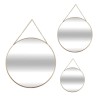 Set 3 oglinzi Leny, metal si sticla, aurii, D.20/24/29 cm, 141198A